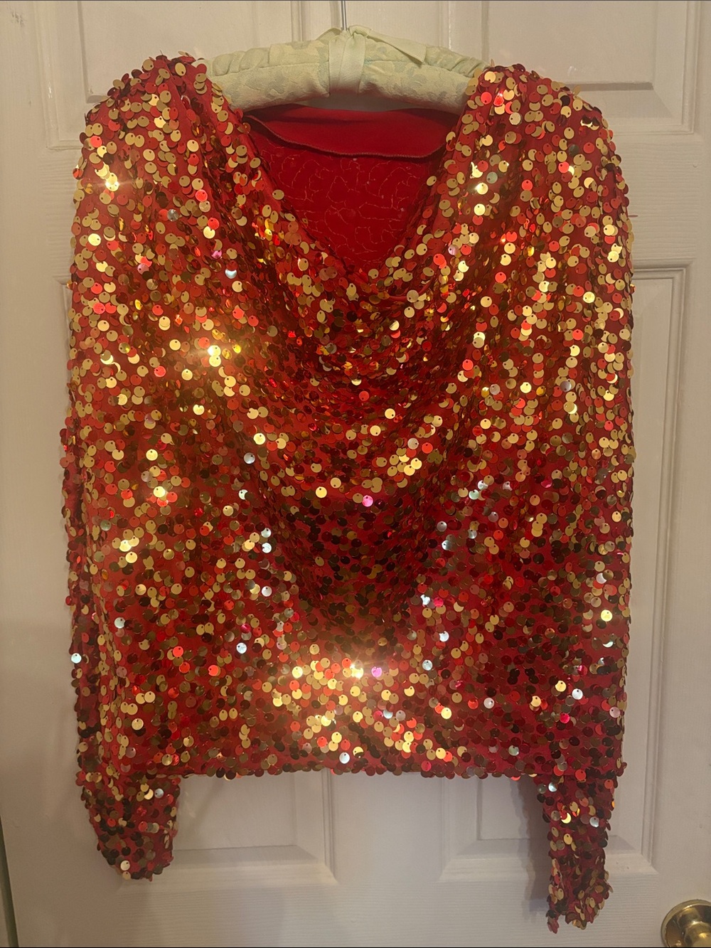 Red Sequin Women's Sweater - Sparkling Holiday Pullover
